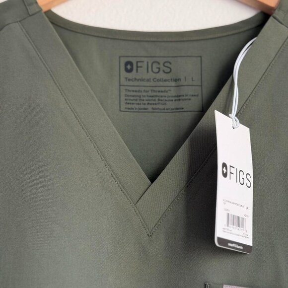 Figs Women's Catarina One Pocket Scrub Top in Moss, Size Large - Picture 7 of 9